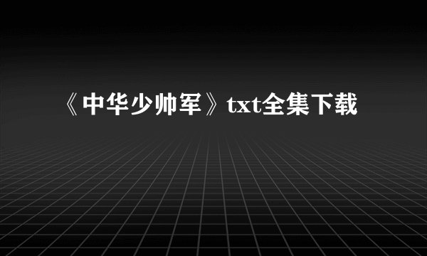 《中华少帅军》txt全集下载