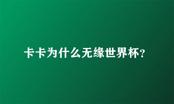 卡卡为什么无缘世界杯?