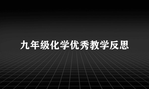 九年级化学优秀教学反思