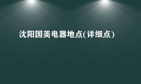 沈阳国美电器地点(详细点)