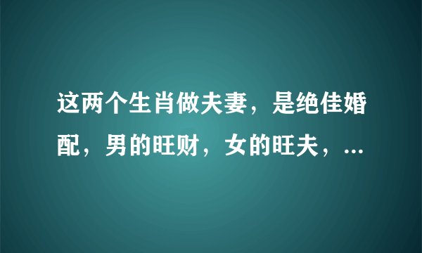 这两个生肖做夫妻，是绝佳婚配，男的旺财，女的旺夫，财源滚滚来