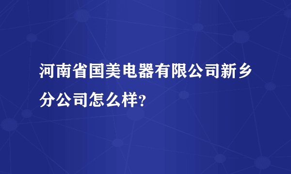 河南省国美电器有限公司新乡分公司怎么样？