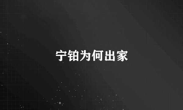 宁铂为何出家