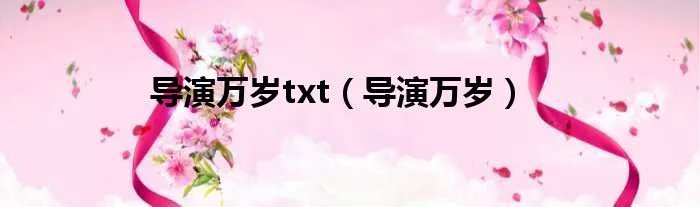 导演万岁txt（导演万岁）
