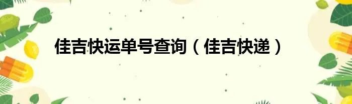 佳吉快运单号查询（佳吉快递）