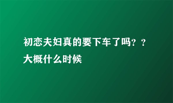 初恋夫妇真的要下车了吗？？大概什么时候