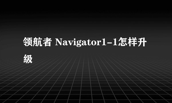 领航者 Navigator1-1怎样升级