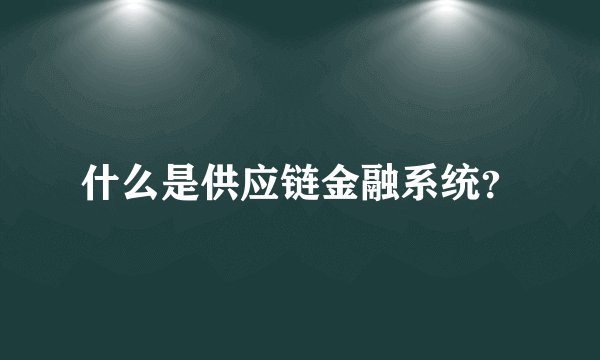 什么是供应链金融系统？