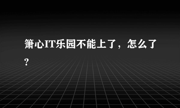 箫心IT乐园不能上了，怎么了?