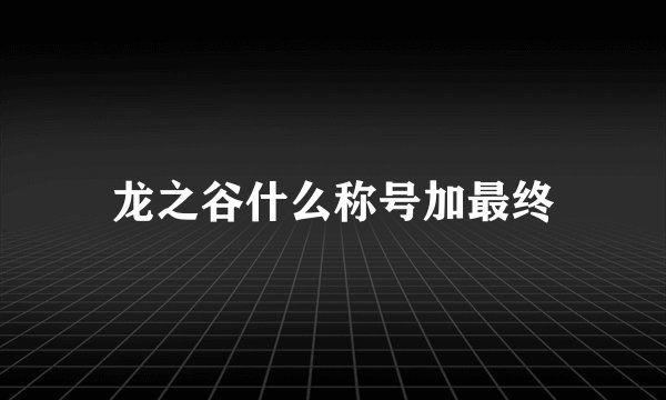 龙之谷什么称号加最终