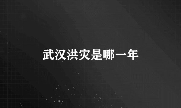 武汉洪灾是哪一年