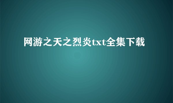 网游之天之烈炎txt全集下载