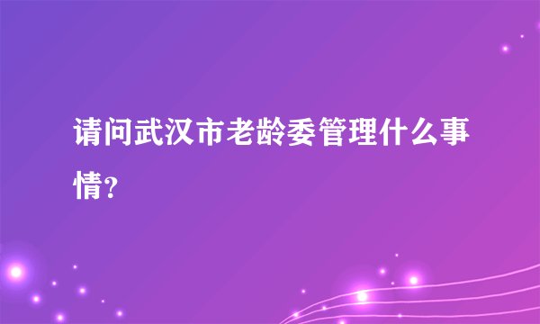 请问武汉市老龄委管理什么事情？
