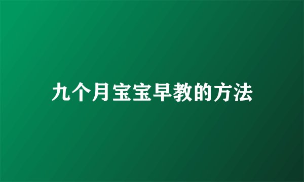 九个月宝宝早教的方法