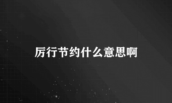 厉行节约什么意思啊