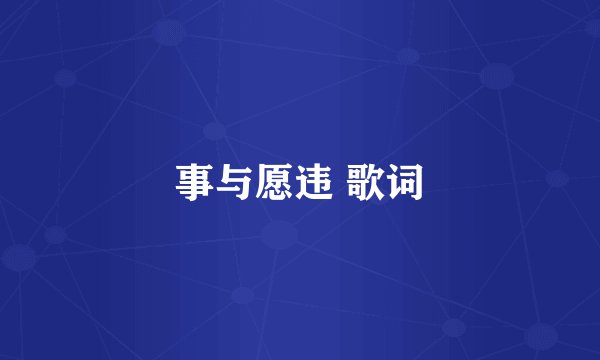 事与愿违 歌词
