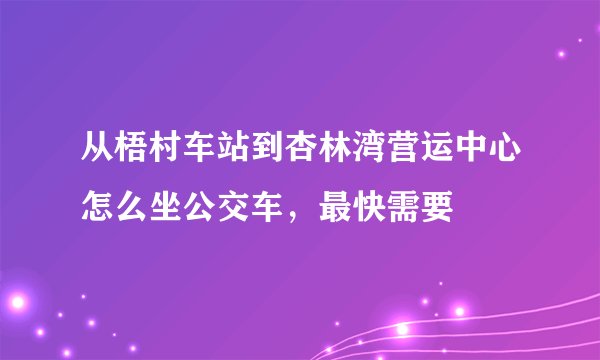 从梧村车站到杏林湾营运中心怎么坐公交车，最快需要