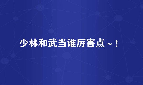 少林和武当谁厉害点～！