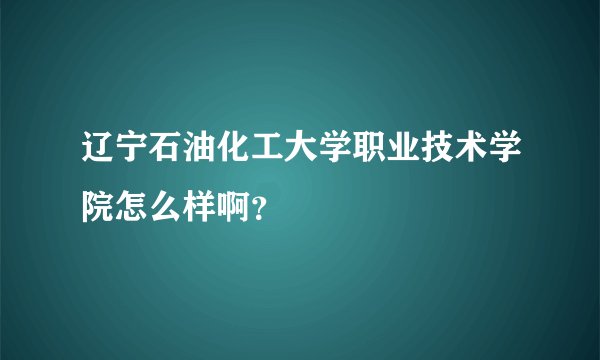 辽宁石油化工大学职业技术学院怎么样啊?