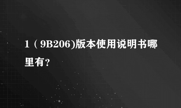 1(9B206)版本使用说明书哪里有?