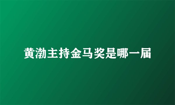 黄渤主持金马奖是哪一届