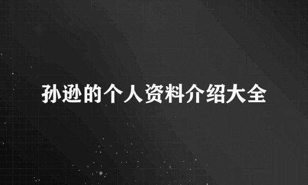 孙逊的个人资料介绍大全