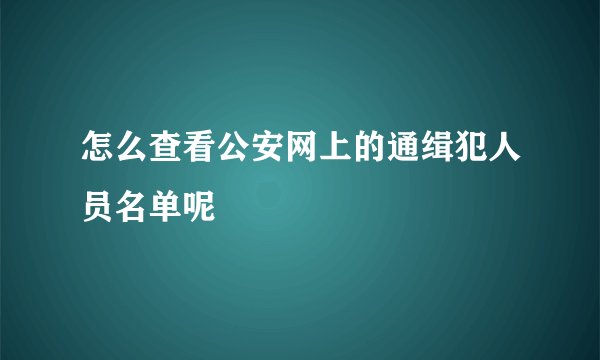 怎么查看公安网上的通缉犯人员名单呢