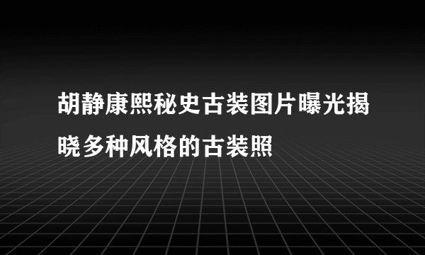 胡静康熙秘史古装图片曝光揭晓多种风格的古装照