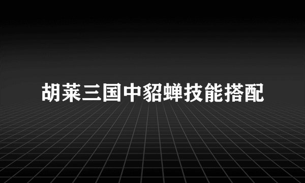 胡莱三国中貂蝉技能搭配