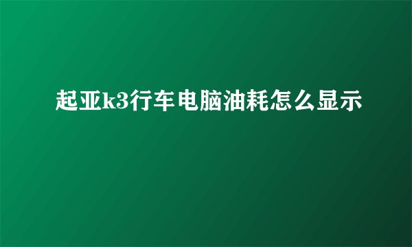 起亚k3行车电脑油耗怎么显示