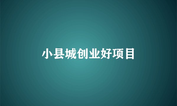 小县城创业好项目