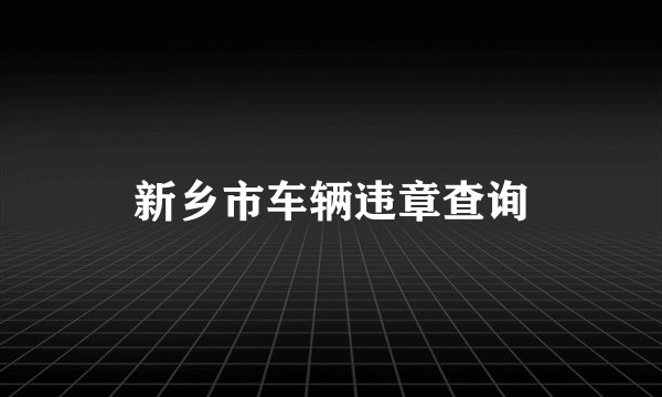 新乡市车辆违章查询