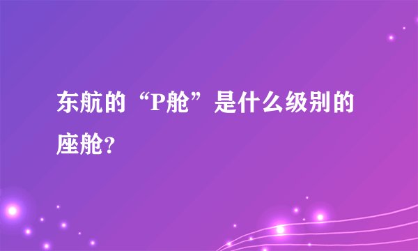 东航的“P舱”是什么级别的座舱?