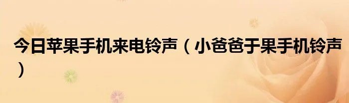 今日苹果手机来电铃声(小爸爸于果手机铃声)