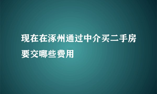 现在在涿州通过中介买二手房要交哪些费用