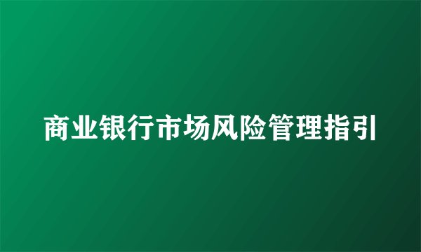 商业银行市场风险管理指引