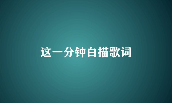 这一分钟白描歌词