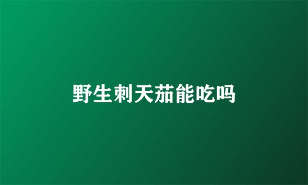 野生刺天茄能吃吗