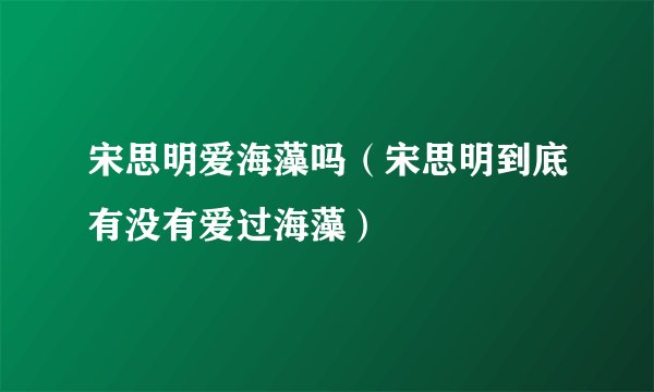 宋思明爱海藻吗（宋思明到底有没有爱过海藻）