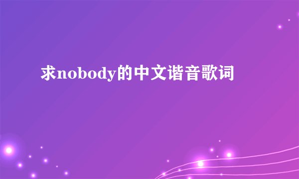 求nobody的中文谐音歌词
