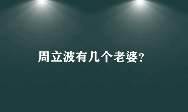 周立波有几个老婆?
