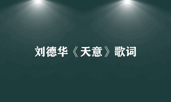刘德华《天意》歌词