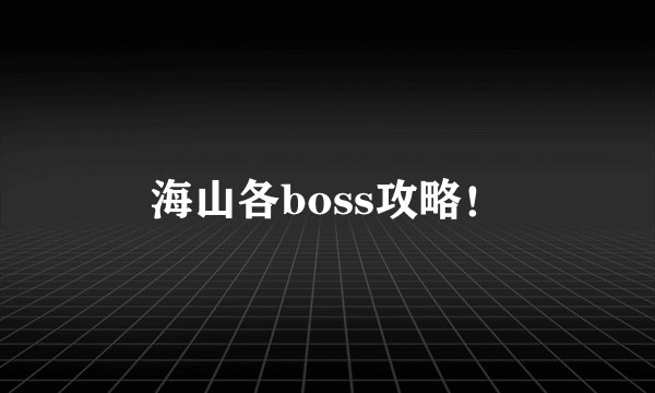 海山各boss攻略！