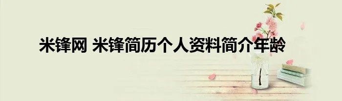 米锋网 米锋简历个人资料简介年龄