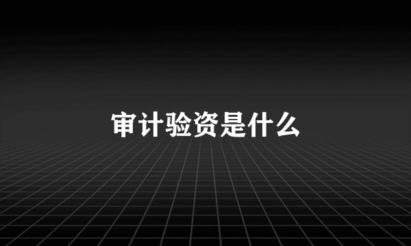 审计验资是什么