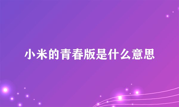 小米的青春版是什么意思