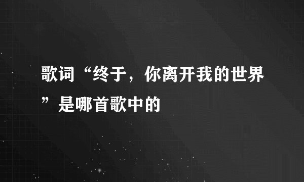 歌词“终于，你离开我的世界”是哪首歌中的