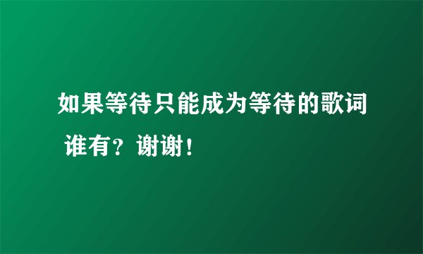 如果等待只能成为等待的歌词 谁有？谢谢！