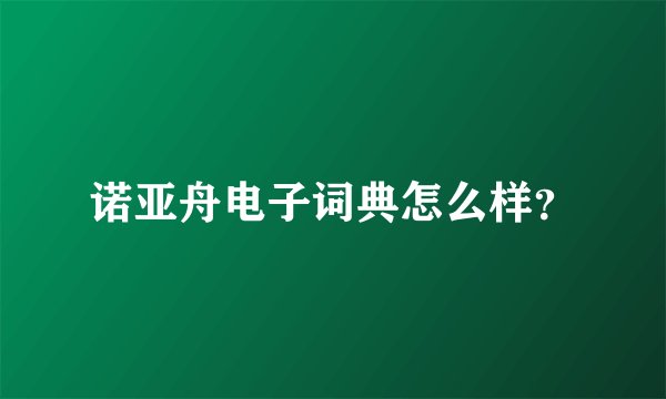 诺亚舟电子词典怎么样？