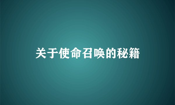 关于使命召唤的秘籍